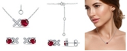 Giani Bernini Created Ruby and Cubic Zirconia "XO" Pendant and Earring Set, 3 Piece